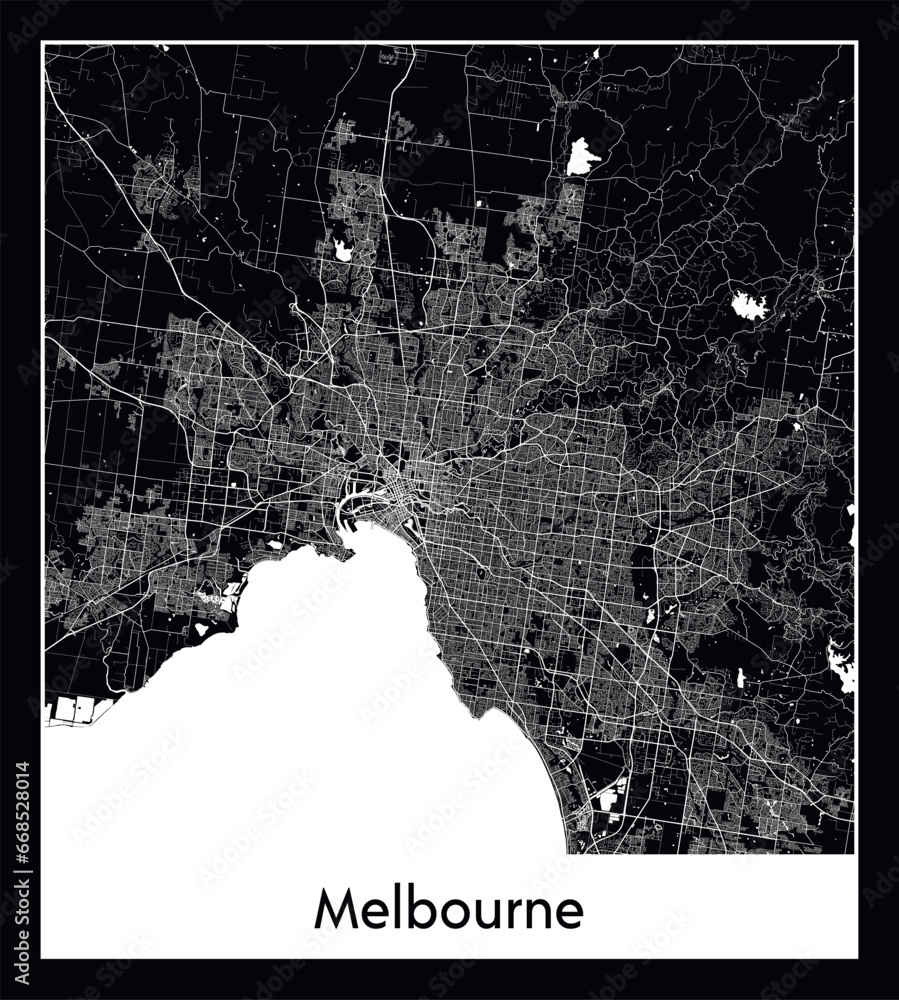 Naklejka premium Minimal city map of Melbourne ( Australia)