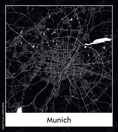 Minimal city map of Munich (Germany Europe)