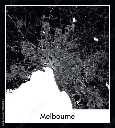 Minimal city map of Melbourne ( Australia)