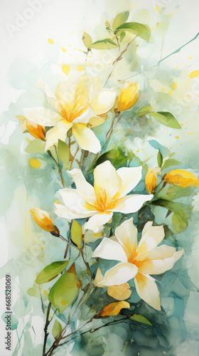 Flowers watercolor. Colorful floral background