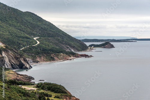 Fototapeta A panoramic view of the Cape Breton Island Coast line cliff scenic Cabot Trail r