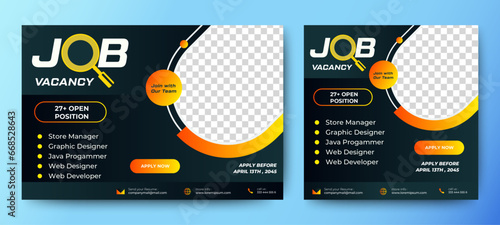 Recruitment advertising template. Recruitment Poster, Job hiring poster, social media, banner, flyer. Digital announcement job vacancies layout	
