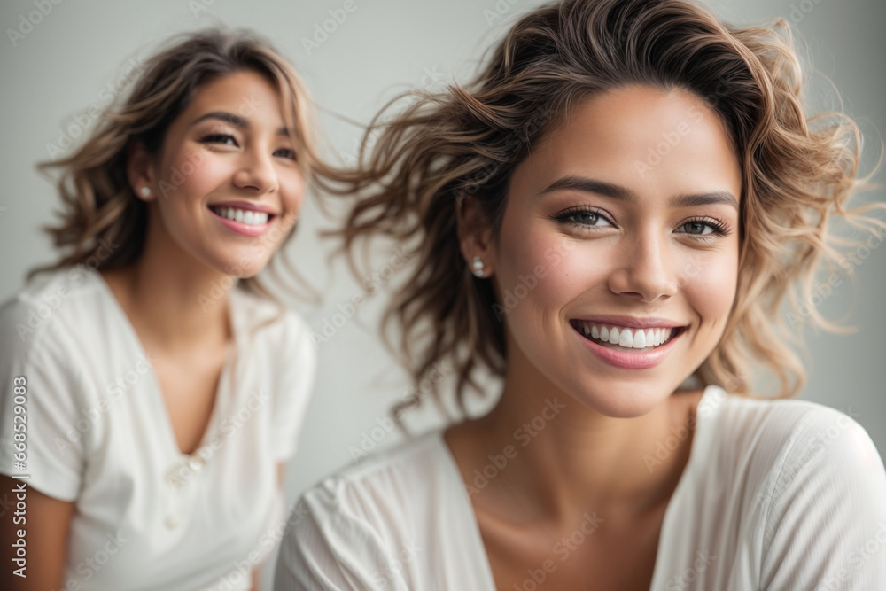 a close up view of female smiling a close up view of female smiling