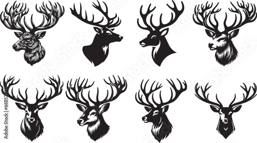 Deer head silhouette, elk head silhouette collection photo