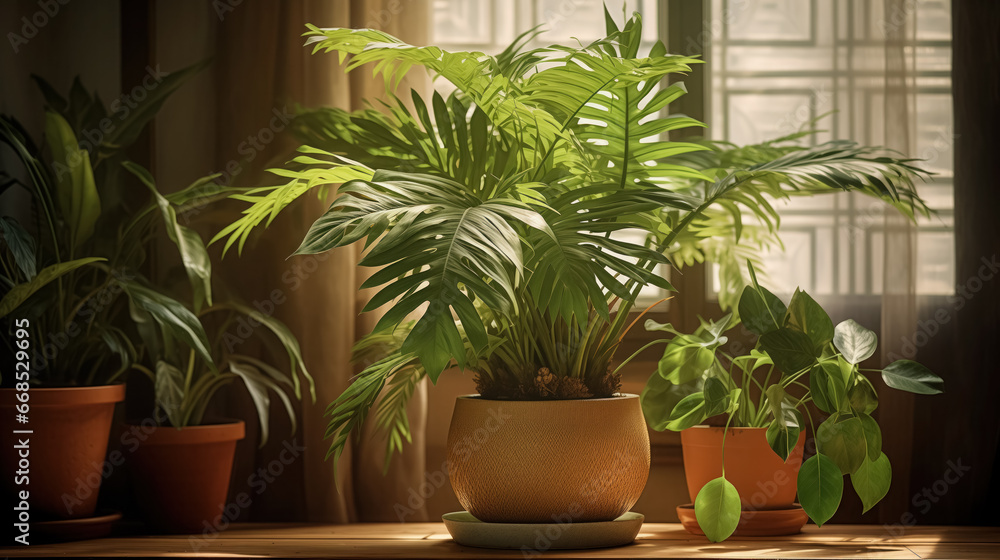 Indoor plants basking in sunlight. Indoor plants basking in sunlight.