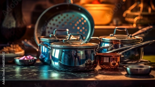 Vintage Home Cookware: A Timeless Collection of Kitchen Essentials for Culinary Enthusiasts, generative AI