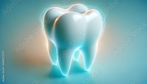 molar tooth surrounded by radiant light swirls, futuristic dental care concept, therapeutic and protective ambiance, ai generated