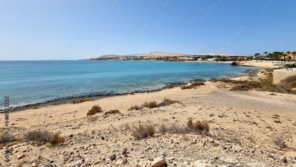 Fuerteventura is one of the Canary Islands, in the Atlantic Ocean, part of the North Africa region, and politically part of Spain. Fuerteventura is one of the Canary Islands, in the Atlantic Ocean, part of the North Africa region, and politically part of Spain.