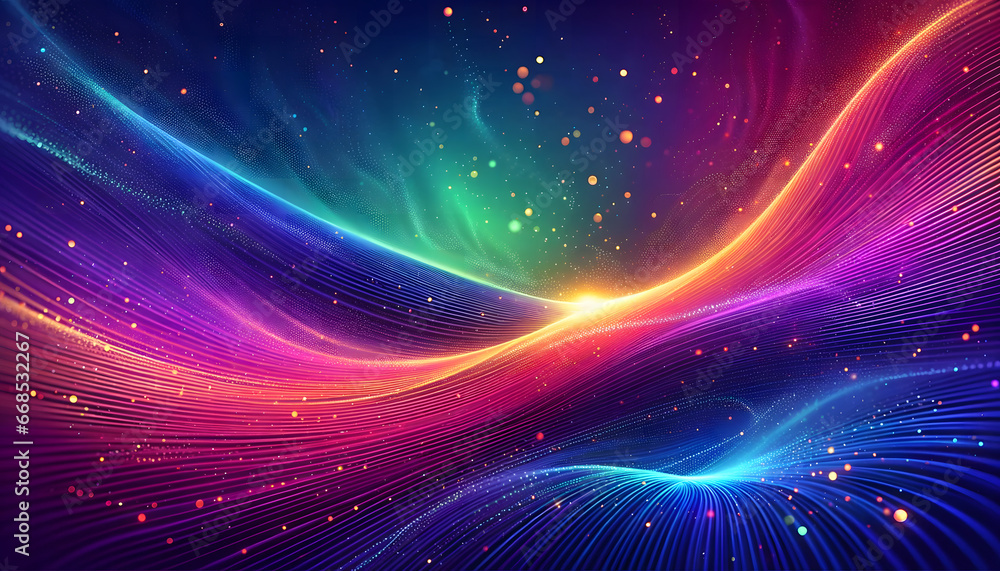 Naklejka premium Colorful graphic art representing the life force of the universe, generated by AI.