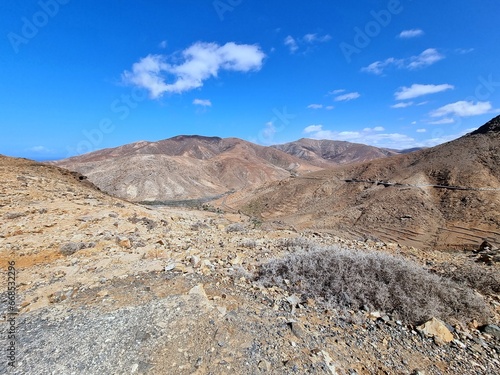 Desert mountain landscape on the Spanish island of Fuerteventura