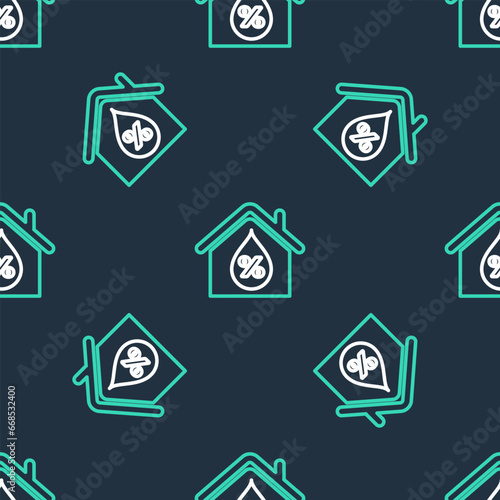 Line House humidity icon isolated seamless pattern on black background. Weather and meteorology, thermometer symbol. Vector