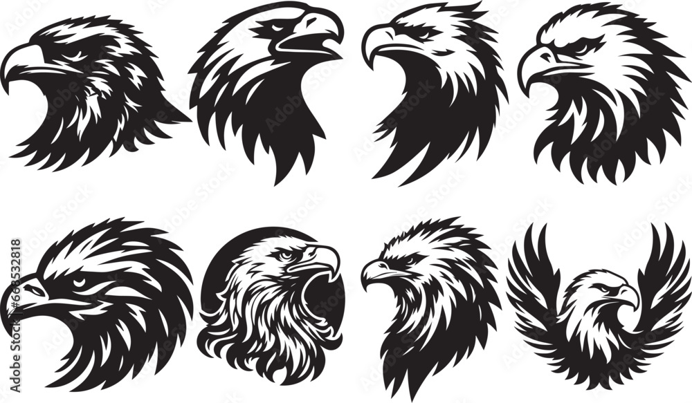 Eagle Heads Vector Silhouette Illustration SVG Eagle Heads Vector Silhouette Illustration SVG