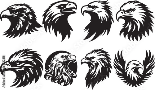 Eagle Heads Vector Silhouette Illustration SVG