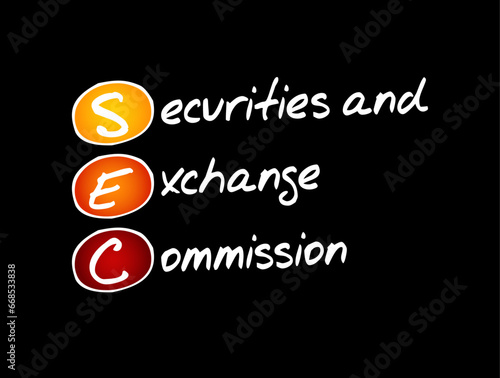 SEC - Securities and Exchange Commission acronym, business concept background