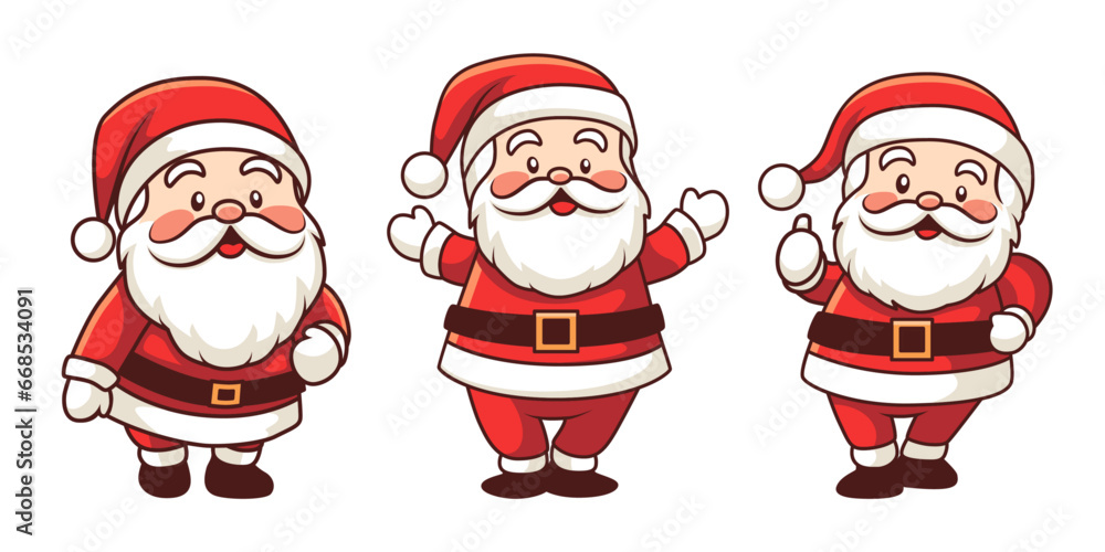 Santa Claus illustration. Set of different poses. Christmas vector design elements. Santa Claus illustration. Set of different poses. Christmas vector design elements.