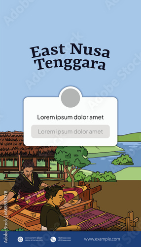 Cultural Event design layout template background with Indonesian illustration of Nusa Tenggara