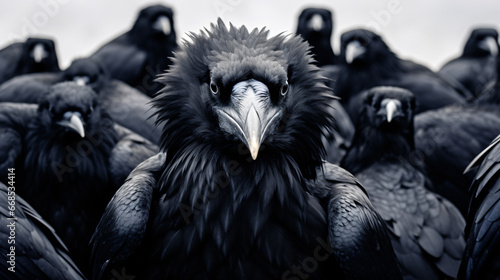 Great Raven or Corves coax standing between vulture
