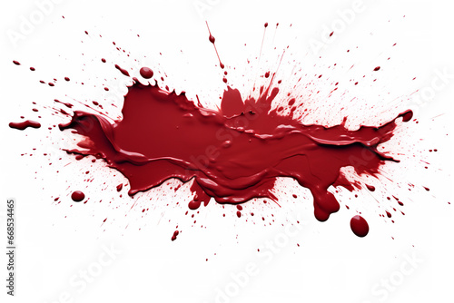 flat lay realistic dark red paint splatters with slight opacity, on a white background © Nate