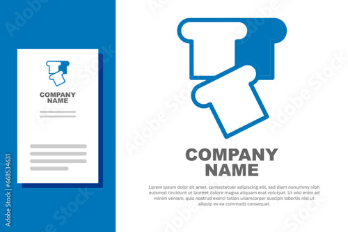 Blue Bread toast for sandwich piece of roasted crouton icon isolated on white background. Lunch, dinner, breakfast snack. Logo design template element. Vector