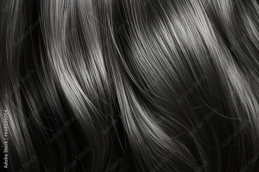 texture made of shiny hair and bristles. black and white photo. - obrazy, fototapety, plakaty 