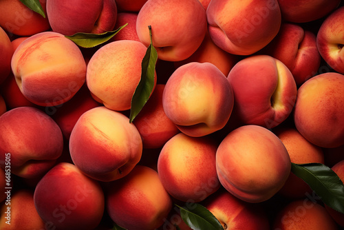 top view of ripe peaches forming a refreshing background ,