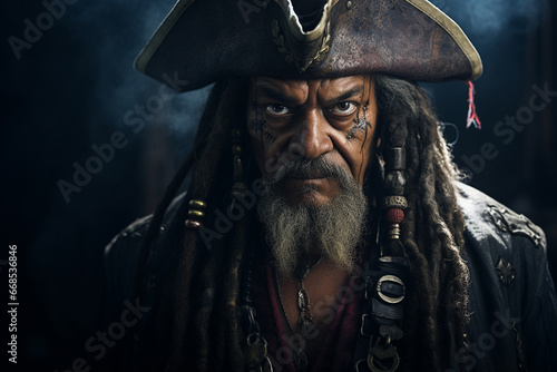 A pirate of the Caribbean on a black background photo