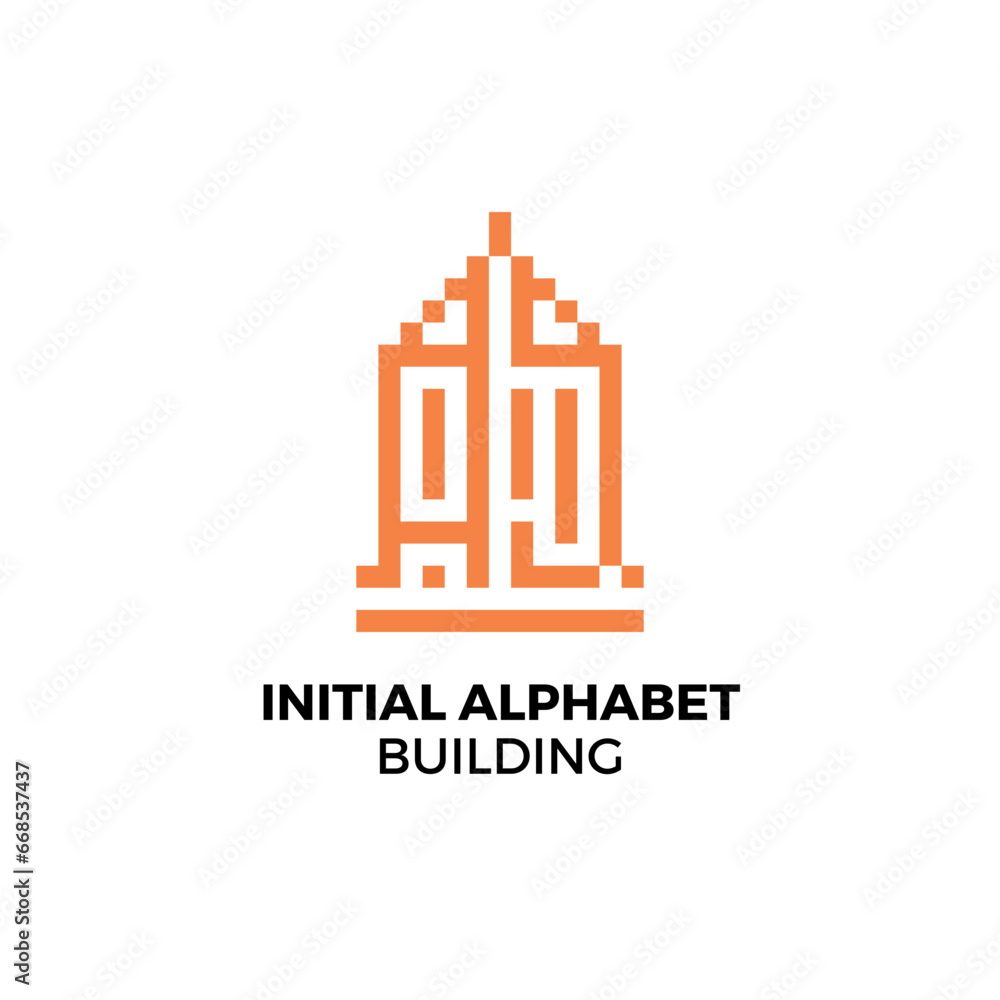 Initial logo letter AJ alphabet building