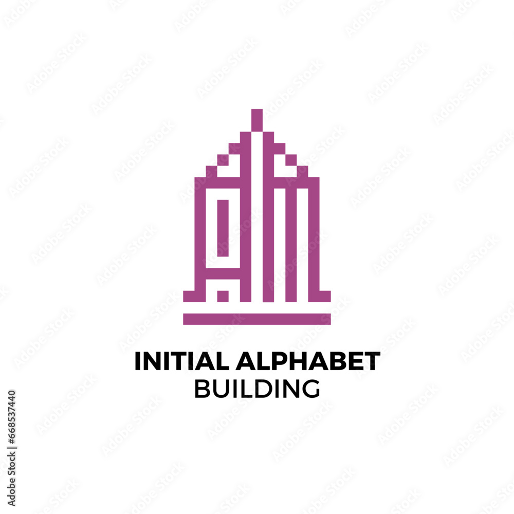 Initial logo letter AM alphabet building