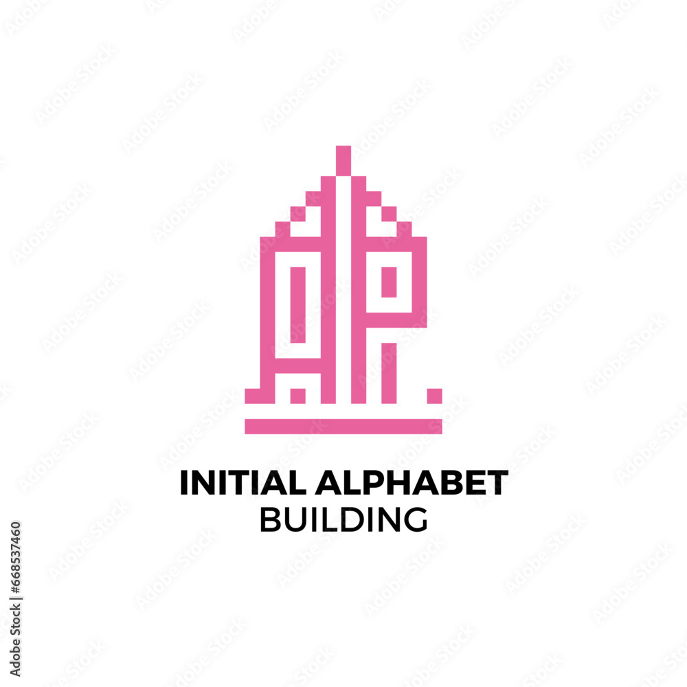 Initial logo letter AP alphabet building