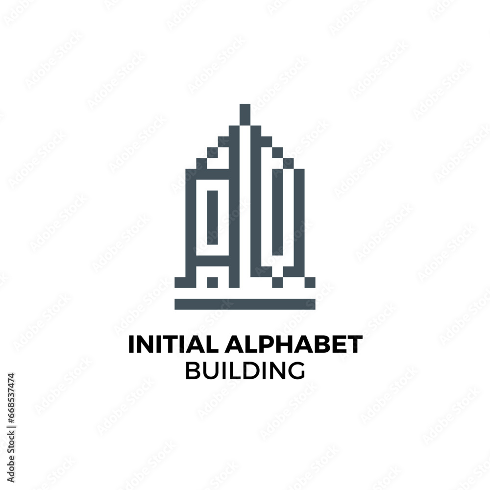 Initial logo letter AW alphabet building
