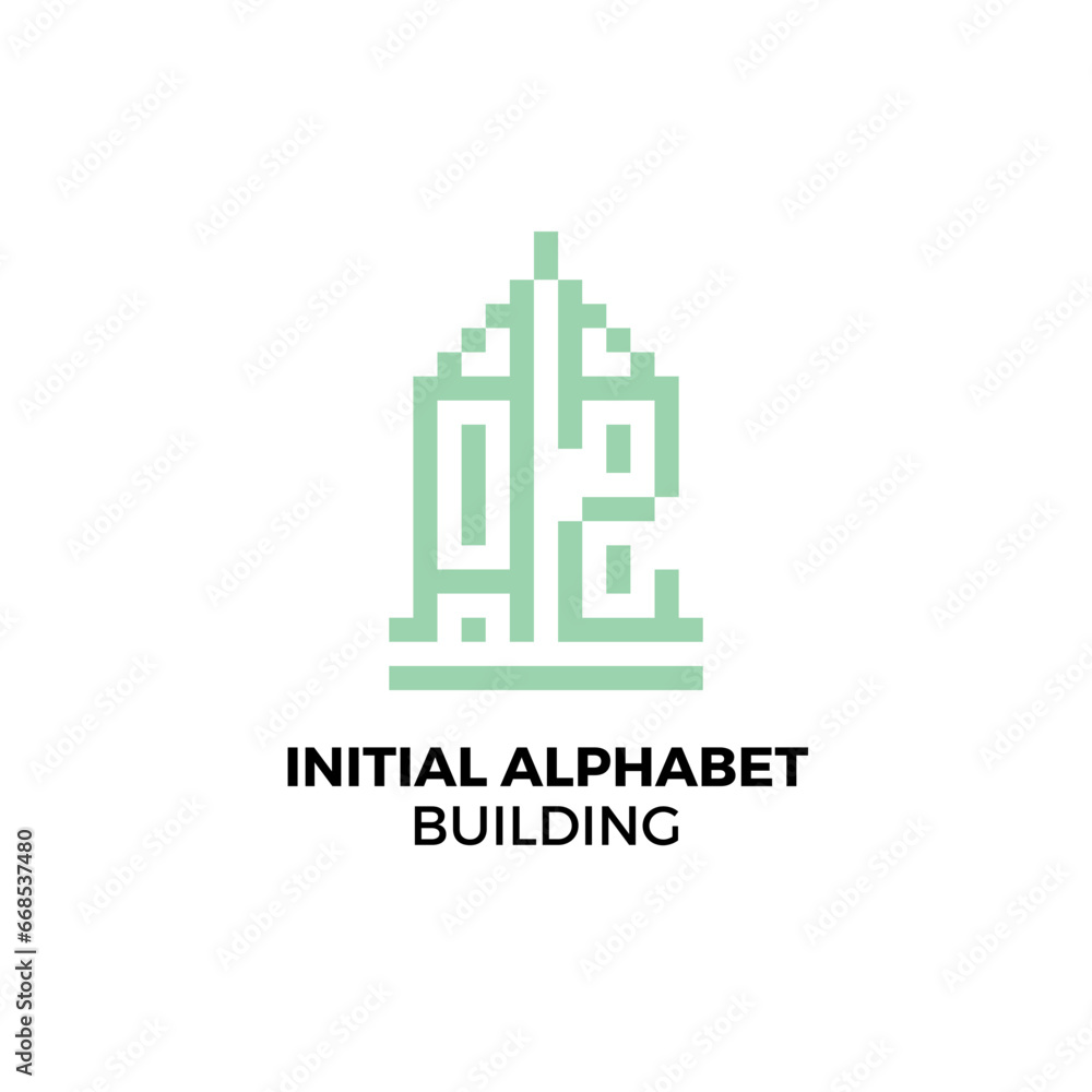 Naklejka premium Initial logo letter AZ alphabet building