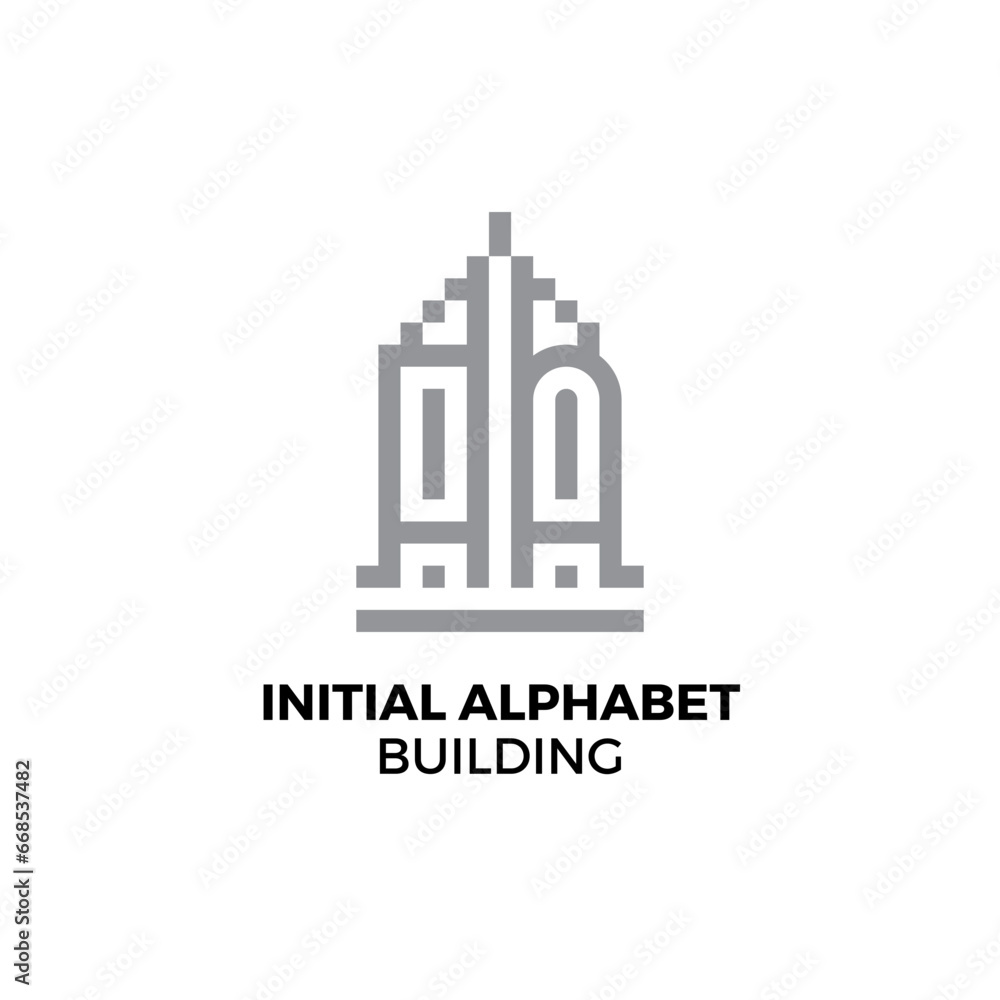 Initial logo letter AA alphabet building