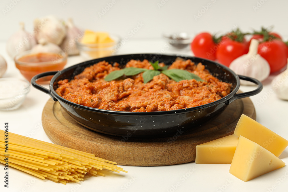 Bolognese sauce, concept of tasty and delicious food Bolognese sauce, concept of tasty and delicious food