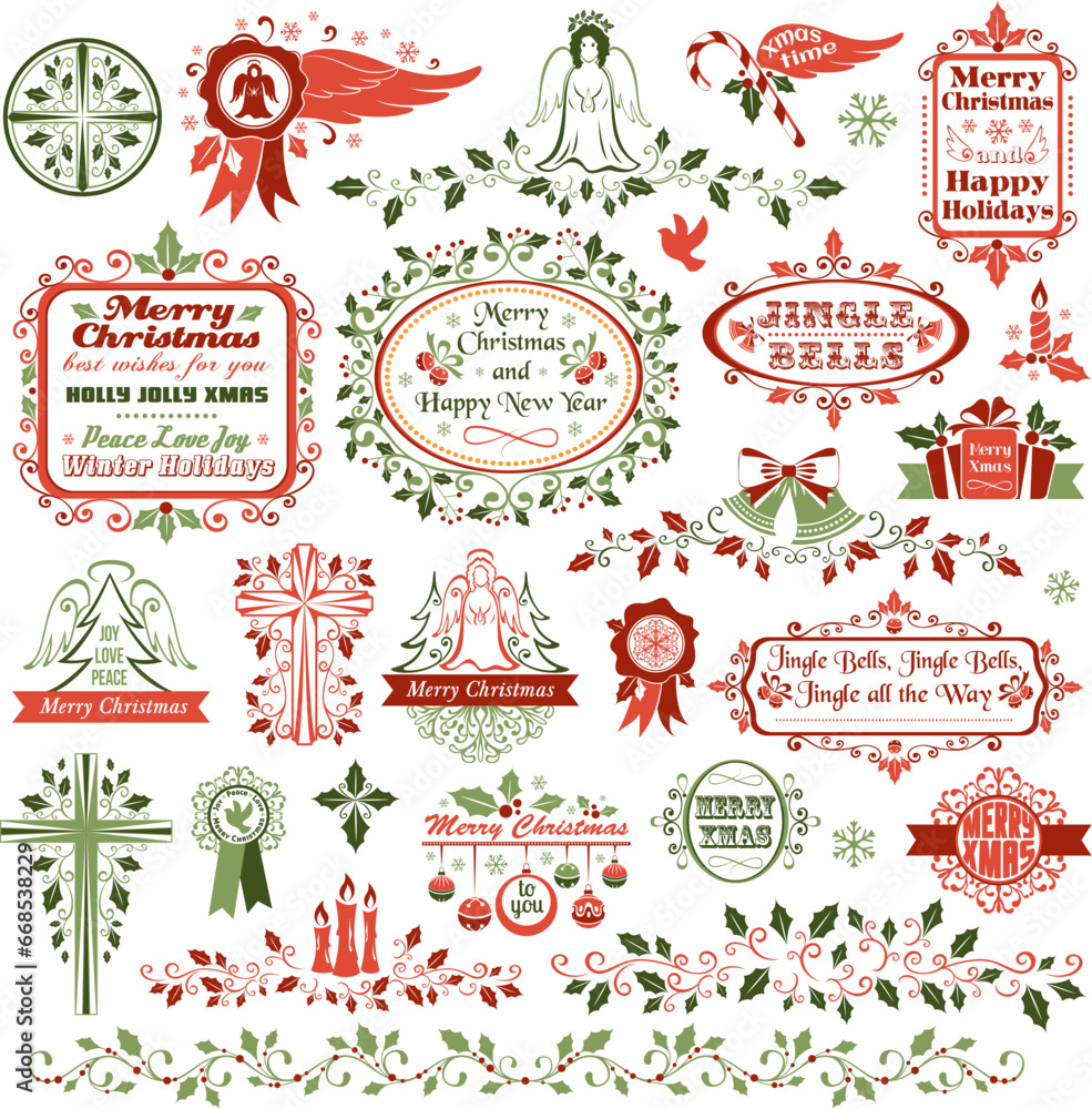 Set of christmas decorative elements Set of christmas decorative elements
