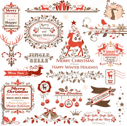 Set of christmas decorative elements