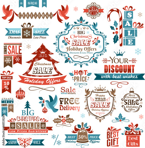 Set of christmas sale decorative elements