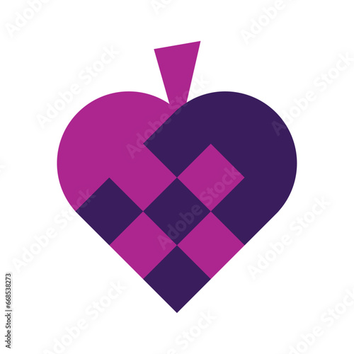 Classic Christmas Braided Paper Heart Vector Icon Transparent Background PNG