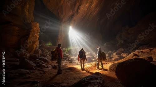 Adventurers Exploring The Cave