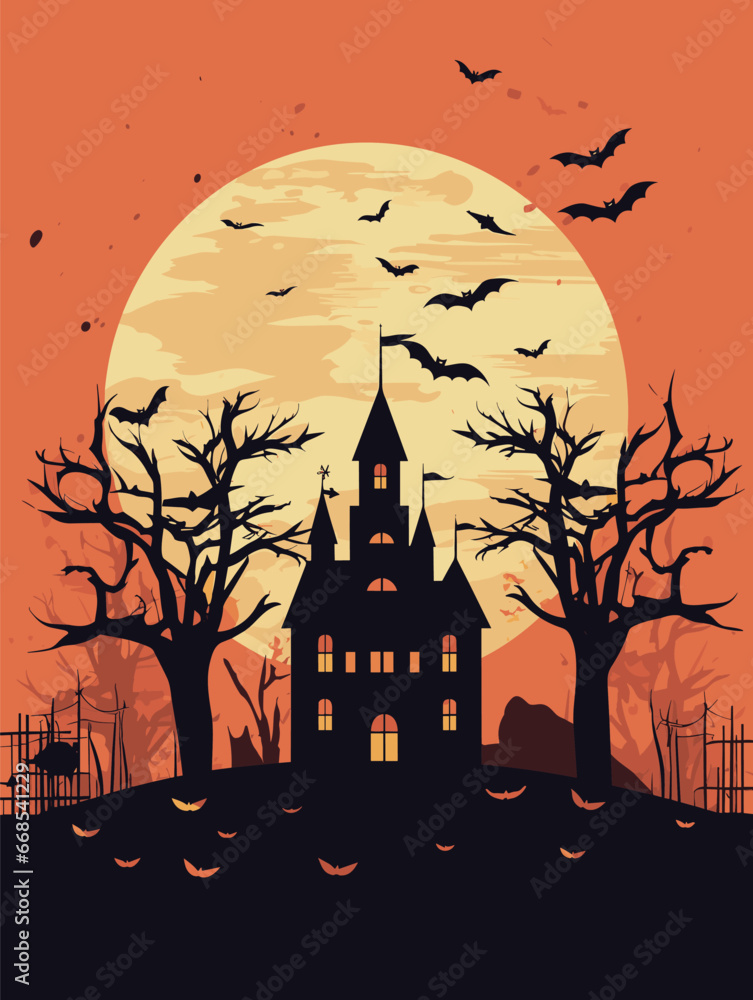 Halloween Flattened Colorful Illustration