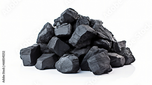Heap of coal isolated on white background photo