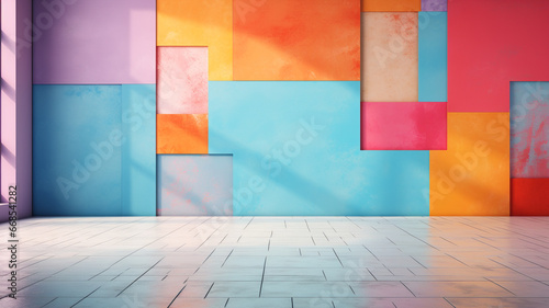 interior of a colorful wall