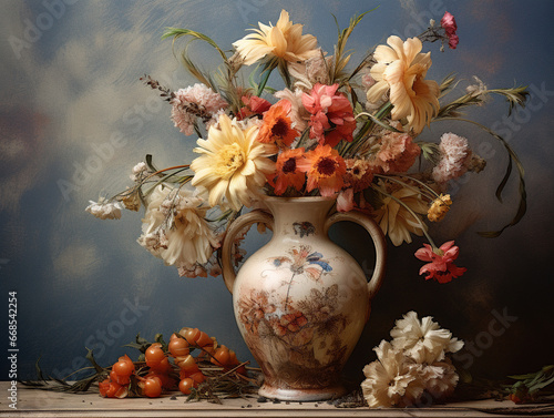 Vase and flowers still life photo. photo