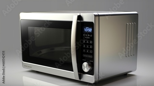 Slim stainless steel microwave with sensor cooking. AI generated