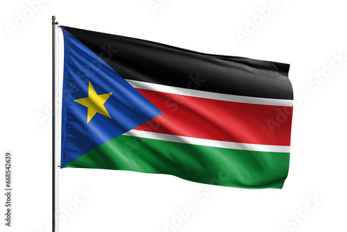 Free Download 3d illustration flag of South Sudan. South Sudan flag waving isolated on white background with clipping path. flag frame with empty space for your text. - GFXLoad