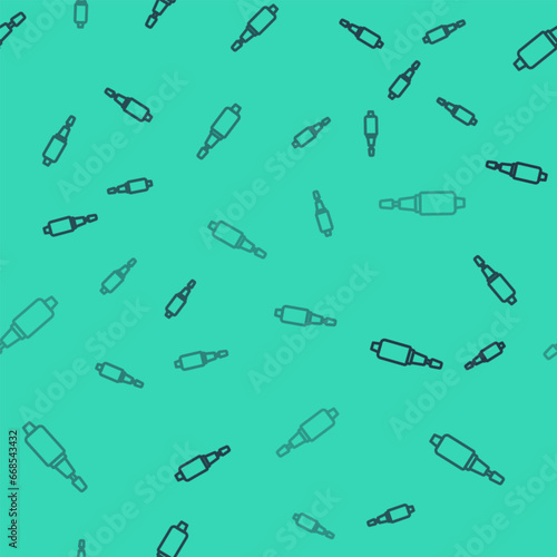 Black line Milling cutter for manicure icon isolated seamless pattern on green background. Apparatus for manicure. Manicure tools. Vector