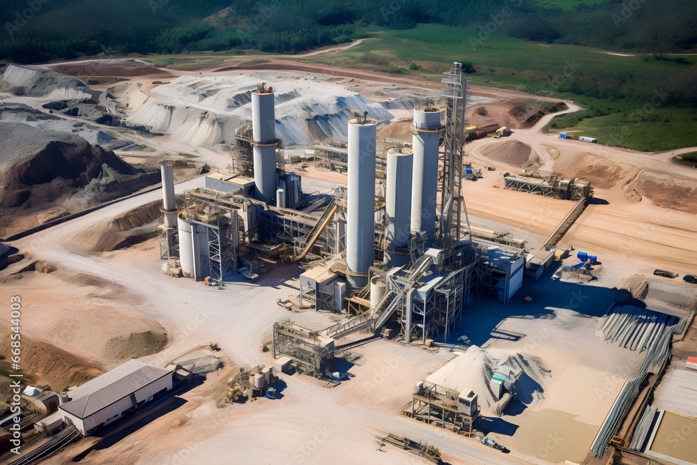 Aerial view of cement concrete factory Aerial view of cement concrete factory