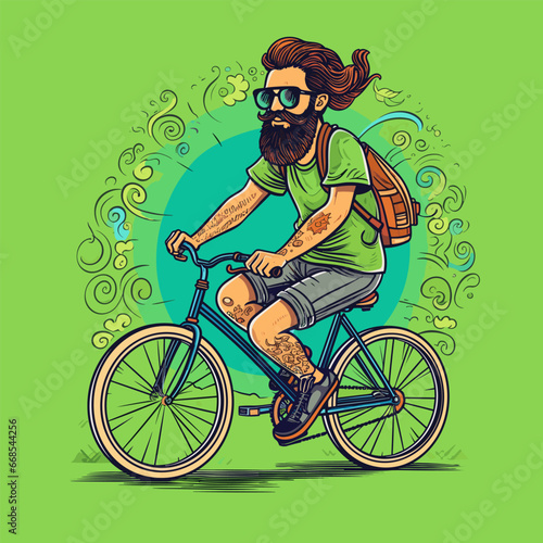 Road cyclist hand-drawn illustration. Cyclist. Vector doodle style cartoon illustration