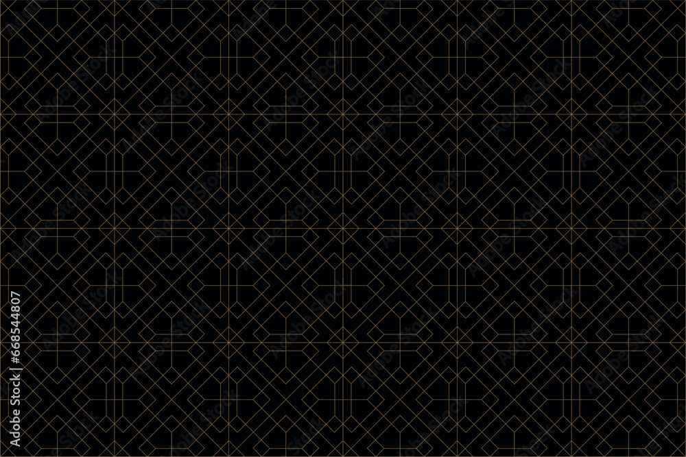 Luxury gold square pattern background on black background, Christmas patterns & geometric pattern