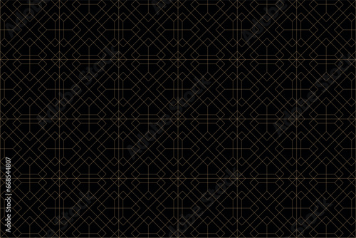 Luxury gold square pattern background on black background, Christmas patterns & geometric pattern