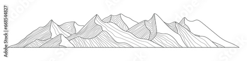 Mountain landscape stylization, line arts wallpaper, banner, imitation of mountain ranges
